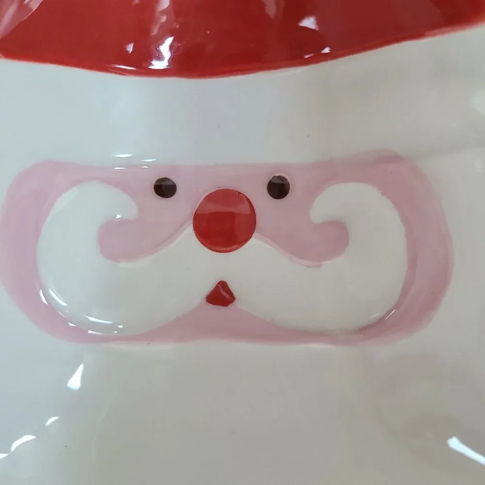 Boston Warehouse Santa Ceramic Serving Dish and Candy Cane Spreader Vintage 2006